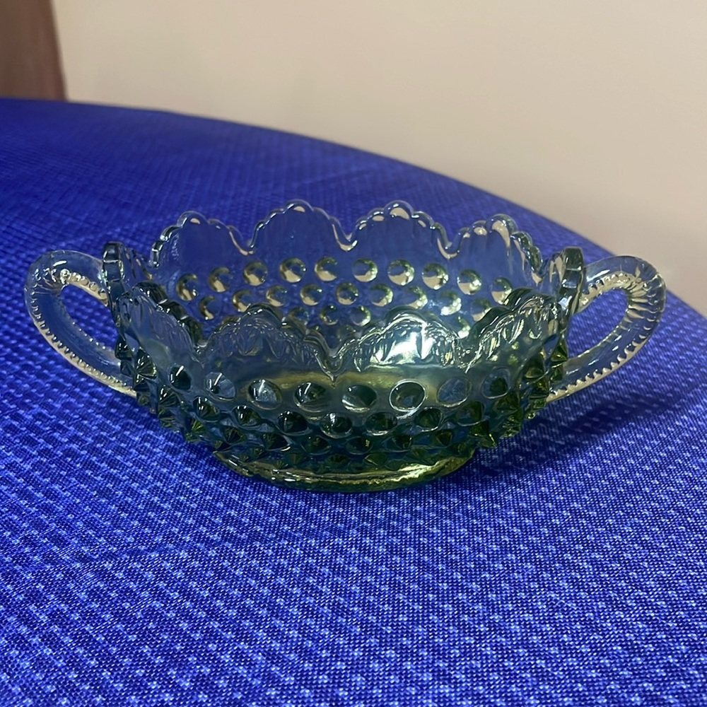 Fenton Colonial Olive Green 2 Handled Sugar/nut Bowl